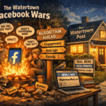 Welcome back to the Watertown Facebook Wars, where likes are currency, screenshots are evidence, and every post is treated like it’s going before the Supreme Court of Nosy Neighbors.