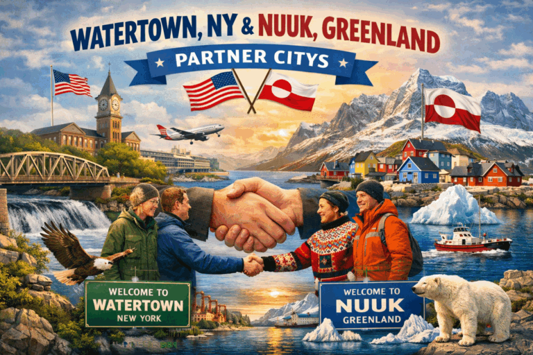 Not the end of the road — the start of a flight path. Watertown, New York ✈️ Nuuk, Greenland.