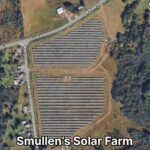 Google Earth satellite view showing solar panels installed on rural property associated with New York Assemblyman Robert Smullen in upstate New York.