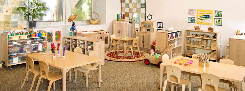 Large modern childcare center contrasted with a small home daycare setting, representing growing competition in Northern New York childcare services.