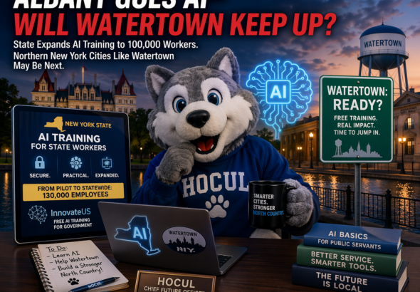 New York is training over 100,000 state workers in artificial intelligence—but Northern New York cities like Watertown may be next in line to decide whether to adopt or fall behind.