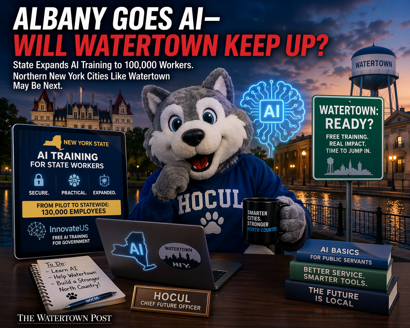 New York is training over 100,000 state workers in artificial intelligence—but Northern New York cities like Watertown may be next in line to decide whether to adopt or fall behind.