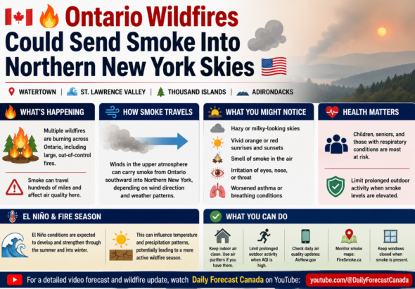 Ontario Wildfires Could Send Smoke Into Northern New York Skies