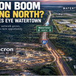 Micron semiconductor development in Clay connected by Interstate 81 to Watertown International Airport, where five Micron-related companies are considering an 88-acre industrial site.