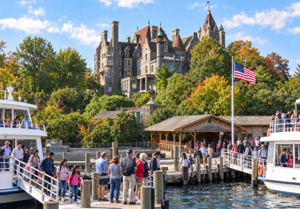 Boldt Castle tour-boat editorial illustration