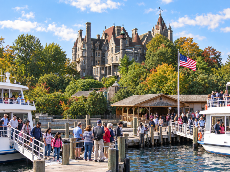 Boldt Castle tour-boat editorial illustration