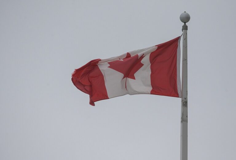 Canadian flag flying in Quebec City