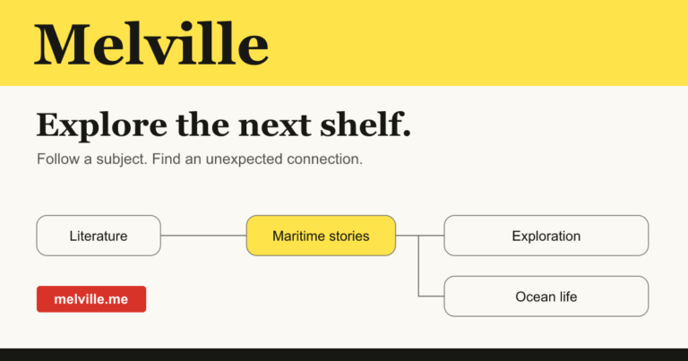Melville book discovery: Explore the next shelf, with branching trails between literature, maritime stories, exploration and ocean life.